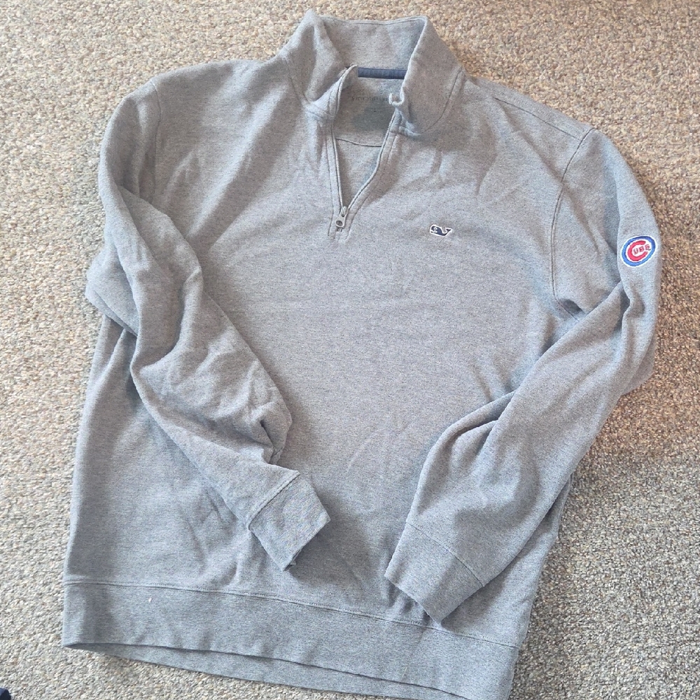 Vineyard Vines Gray Quarter-Zip Pullover Sweatshirt Chicago Cubs